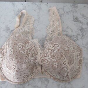 Third Love Bra 34F Lace Contour Plunge 24/7 Beige Tan Underwire Back Closure